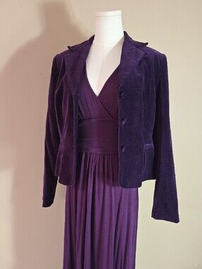 Women's Purple Velvet Blazer - Classic Tailored Suit Jacket
